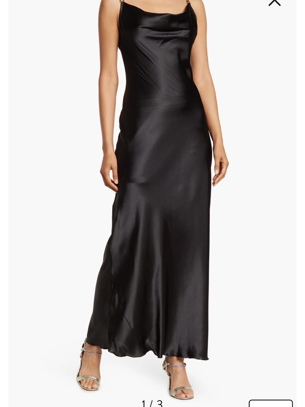 Jump Black Satin Cowl-Neck Maxi Dress